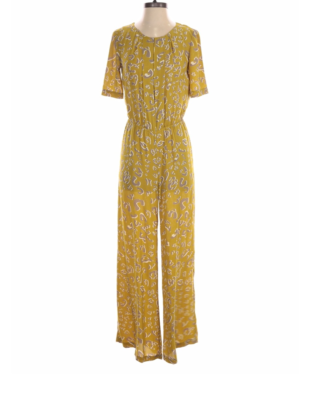 BCBGMaxAzria Mustard and White Animal Print Maxi Dress